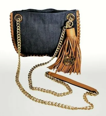 MICHAEL Michael Kors Denim Shoulder Bag Whipped Stitched Crossbody Chelsea Small • $78.98