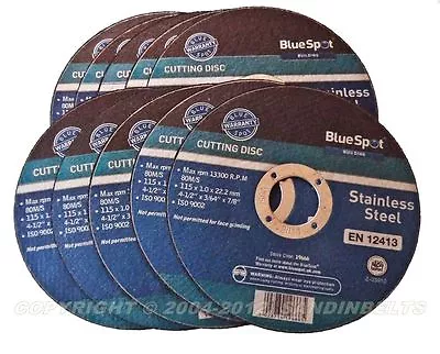 10 X Blue Spot 115mm Stainless Steel Metal Cutting Discs 4.5  • £7.92