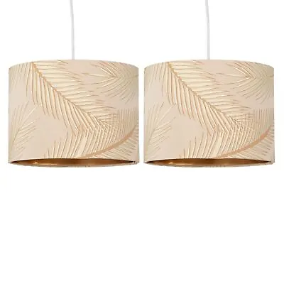 Set Of 2 Ceiling Light Shades 25cm Pendant Lampshade Tropical Gold Leaf • £24.99