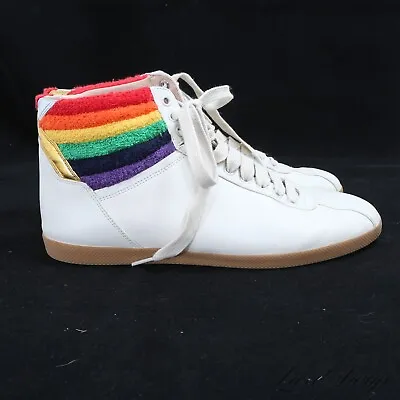 $81 • Buy LNWOB 1X WORN Gucci Made In Italy 473375 Bambi Cream Rainbow Sneakers Shoes 9.5