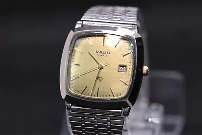 Rado Watch Quartz 30mm Men;s Gold Dial Swiss Made Square Vintage Without Box • $106