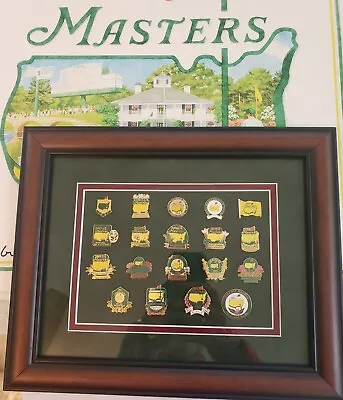 Masters Golf .Framed 19 Tournament Commemorative Pins. 2 Tiger Woods Wins. • $249