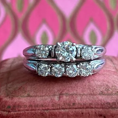 1940s Vintage Antique Chunky Engagement Wedding Ring Set’s • $170