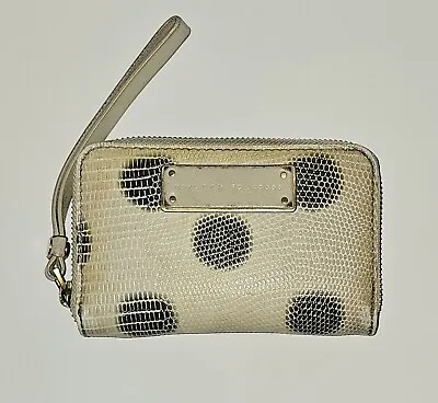 Marc By Marc Jacobs Wallet Women Gray Zip Around Leather Wallet Polka Dot Design • $29.95