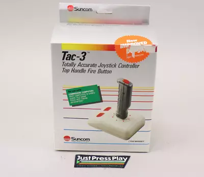 Suncom Tac-3 Joystick Controller Atari 2600 400/800 C64 Amiga+ Tested CIB W/Box • $29.99