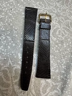 NOS Vintage Brown Genuine Lizard Watch Band Gold Tone Buckle 17mm 6 5/8’’ France • $24.99