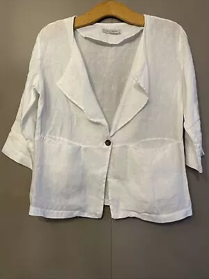 Vera Borghi Made In Italy White Linen Jacket/ Top - Size Small • $25.26