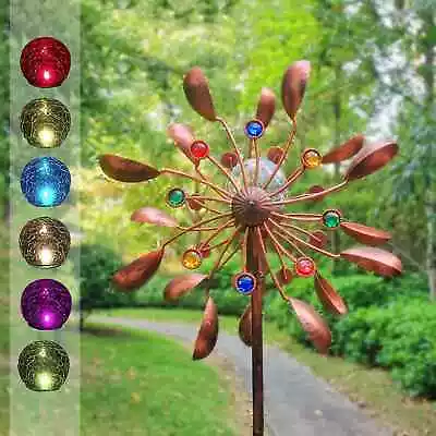 190CM Windmill Art Decor LED Light Solar Powered Wind Spinner Garden Yard Lawn • $42.95