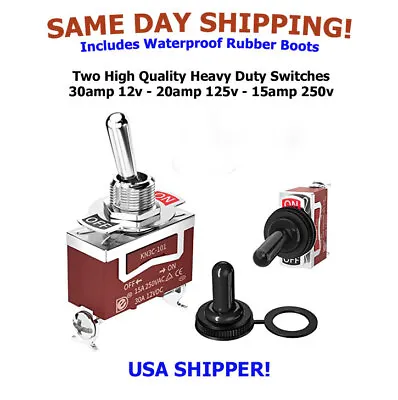 TWO DaierTek Toggle Switches Heavy Duty 20A/125V SPST On-Off W/ Waterproof Boots • $10.50