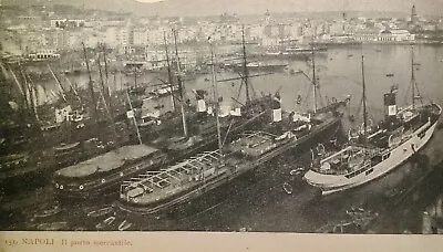 Postcard Naples Italy Early 1900s Rare Port View Steam Ships Sail Boats 151 • $56.64