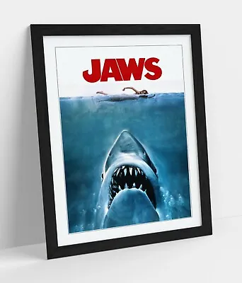 Vintage Jaws Movie Poster -art Framed Poster Picture Print Artwork- Red • £14.99