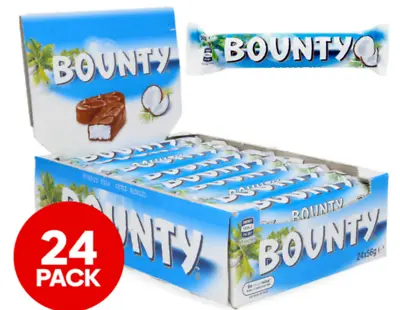 Bounty Chocolate Coconut 24 Bars X 57g  Good Value Bargain Bulk BBE 10-03-2024 • £10.99