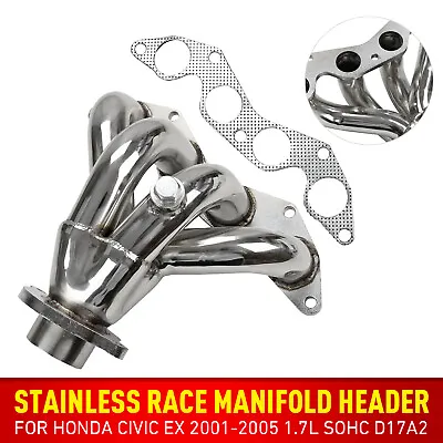 Stainless Race Manifold Header For Honda Civic EX 2001-2005 1.7L SOHC D17A2xWZG • $75.98