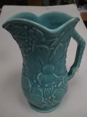 Tall Kensington Ware 30 S Blue Flower Pottery Vase Jug Handle  • £21