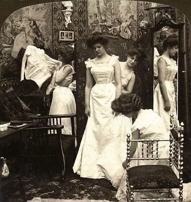 Vintage Black And White Photo 1890 Bride Getting Dressed 8x10 Photo Reprint A-1 • £12.28