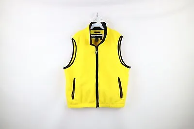 Vintage 90s Eddie Bauer EbTek Mens Large Spell Out Full Zip Fleece Vest Jacket • $44.95