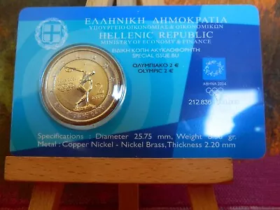 The First Ever Commemorative 2 Euro Coin Of Europe Greece 2004 BU Coincard • $30