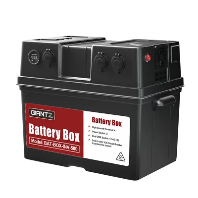 Giantz Battery Box With Inverter Deep Cycle Battery Portable Caravan Camping USB • $152.82