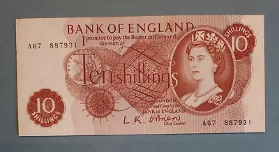 1961 Bank Of England 10 Shillings Note. QEII / O'Brien • £7