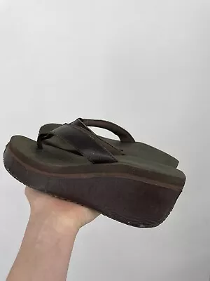 Vintage Y2K Volatile Chunky Flip Flops Sandals Brown Platform Womens 8 Leather  • $19.99