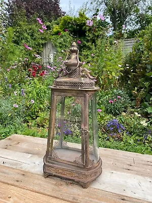 Rose Gold Antiqued Table Lantern For The Garden Or Home Galvanised Metal Aged • £42.99