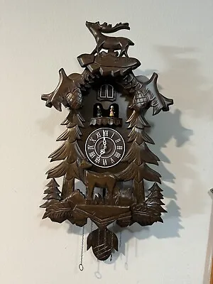 Kendal Vivid Large Deer Handcrafted Wood Cuckoo Clock 4 Dancers Dancing Music • $165