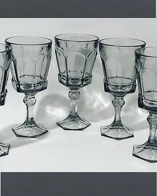 Vintage Set 4 FOSTORIA Light Grey Gray Wine Water Glasses-Discontinued • $31.99