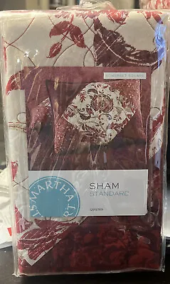 Martha Stewart Collection SOMERSET SQUARE Standard Pillow Sham Red Cream - NIP • $18.40