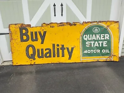 $450 • Buy Vintage Quaker State Embossed Metal Sign