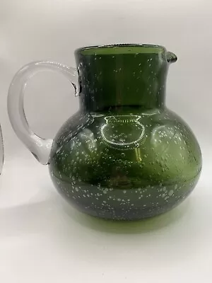 Artland  ~  Green Bubble Glass Pitcher / Vase • $15