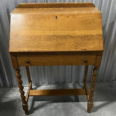 Antique Wooden Secretary Writing Desk Slant Front • $450