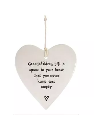 East Of India Grandchildren Fill A Space Heart Shaped Ceramic Hanging Plaque • £6.49