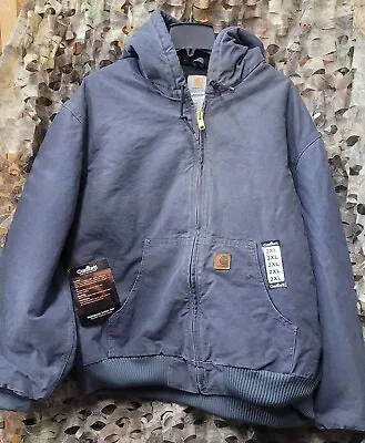 Carhartt J130 Sandstone Active Jacket Quilted Lined Hooded Yellowstone 2XL Blue • $25