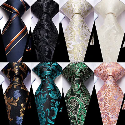 100 Silk Mens Tie Paisley Floral Solid Striped Classic Necktie Pocket Square SET • $7.49