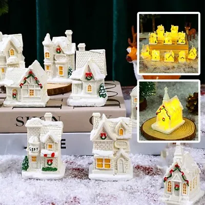 LED Light Up Mini Village Christmas Small House Scene Snowy Houses Holiday Decor • £6.21