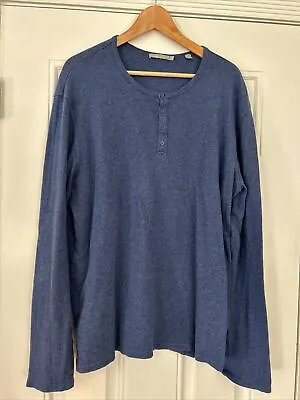 Vince Henley Shirt Long Sleeve Cotton Blue Men Size XL • $19.99