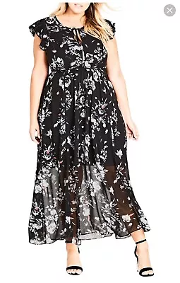 City Chic Women's Trendy Plus Size Flutter-Sleeve Maxi Dress Size M 18 • $45