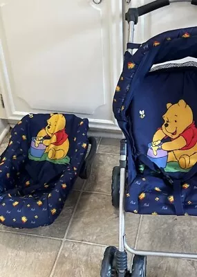 Vintage WINNIE THE POOH DOLL STROLLER CAR SEAT  BY HAUCK • $100