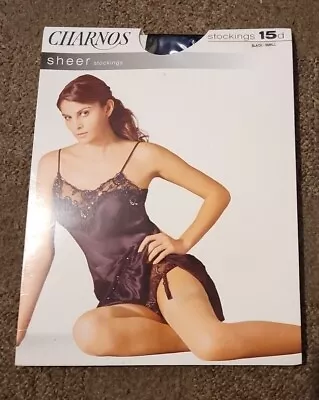 CHARNOS Sheer Black Stockings Ladies 15 Denier Sexy Size Small NEW (151) • £3.99