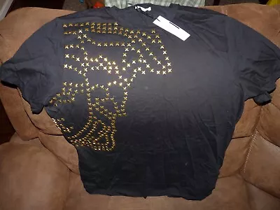 VERSACE COLLECTION Black & Gold Studded Medusa T-SHIRT LOGO Size 2XL NWT • $169.99