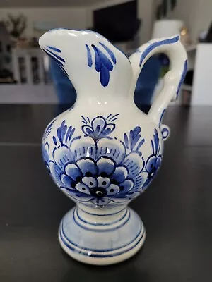 Early Delfts Handpainted Floral Themed Water Pitcher • $16