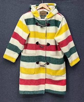 Woolrich Coat Size Small Cream With Hudson Bay Blanket Stripes Vintage 1980s • $399