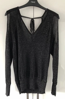 £3.50 • Buy Ladies Next Black & Silver Woven Lightweight  Cardigan Top Size 12