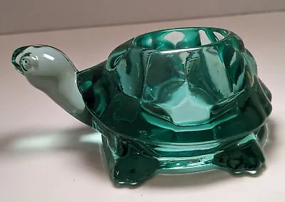 Vintage Indiana Glass Green Turtle Figurine Tea Light Votive Candle Holder • $10.99