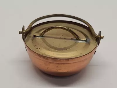 Vintage Dollhouse Miniature Copper Brass Urn Pot Container Cauldron Kettel Lid • $20