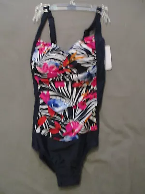 Naturana 1 Piece Navy / Floral Swimsuit Size Gb 10/32 Cup B New With Tags  • £6.99