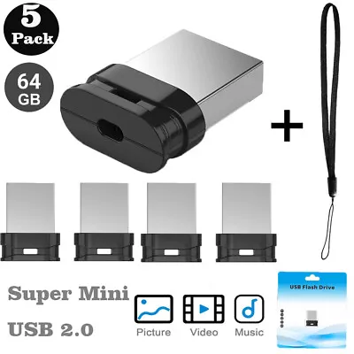 5PCS 64GB Mini USB 2.0  Flash Pen Drive U Disks Memory Stick Drive With Lanyard • $17.99