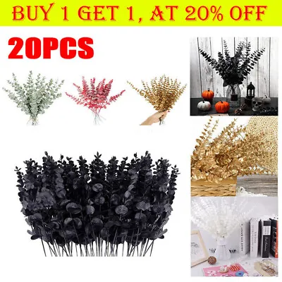 20Pcs/set Artificial Eucalyptus Leaf Flowers Fake Plant Wedding Home Party Decor • £6.99