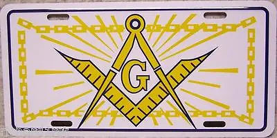 Aluminum License Plate Freemasonry Mason Masonic Symbol NEW White • $17.50