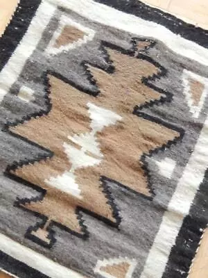 Antique / Vintage Navajo Indian Two Grey Hills Rug - 25x28  -classic Design • $99